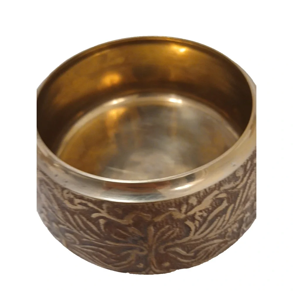 Exotic Copper Sauce Pot Wood Handle‎ Hammered Design Fondue Party Vintage Patina